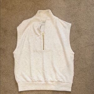 Varley Loretta sleeveless top half zip XS in Ivory Marl